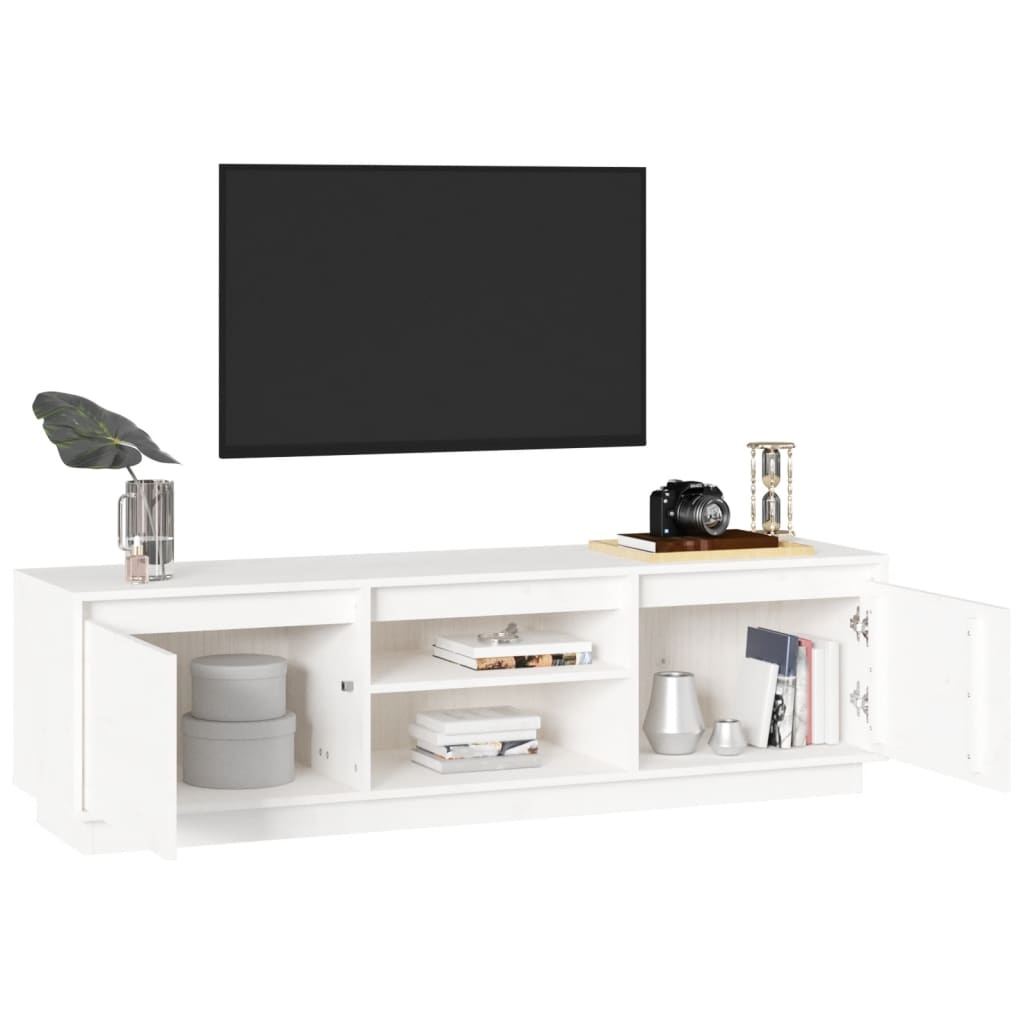 Tv-meubel 140x35x40 cm massief grenenhout wit