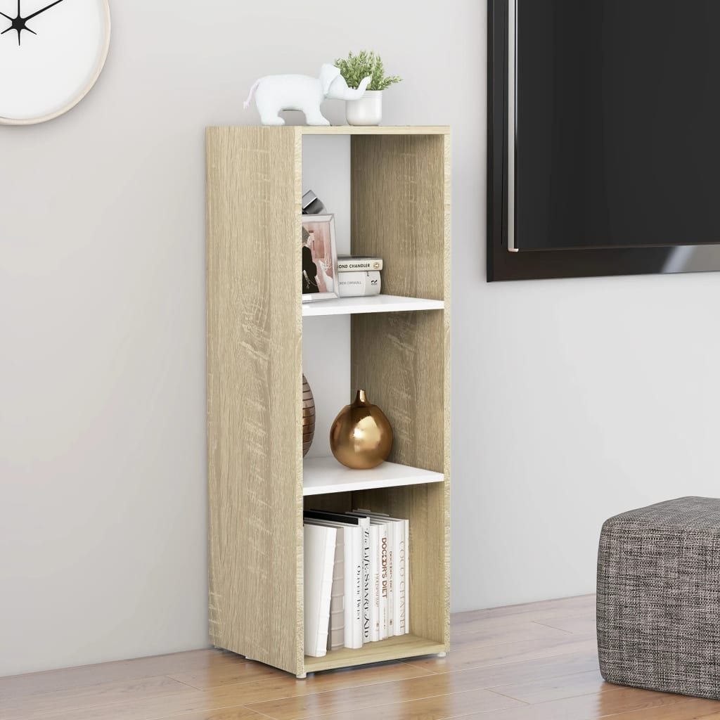 Tv-meubel 107x35x37 cm spaanplaat wit en sonoma eikenkleurig