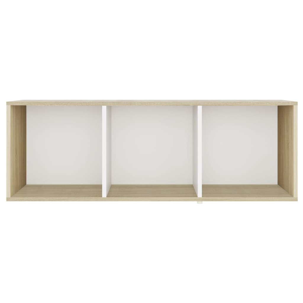 Tv-meubel 107x35x37 cm spaanplaat wit en sonoma eikenkleurig