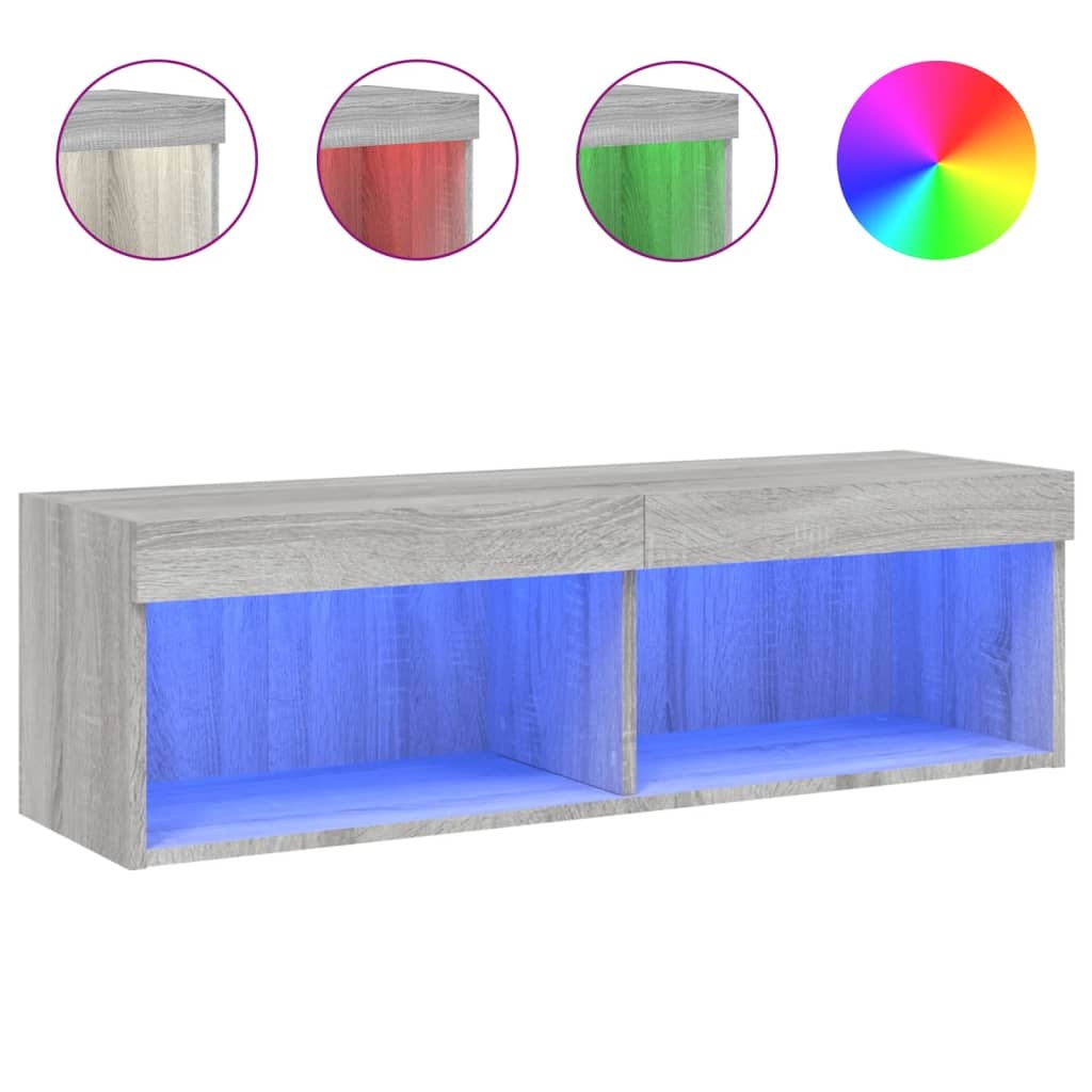 Tv-meubel met LED-verlichting 100x30x30 cm grijs sonoma eiken