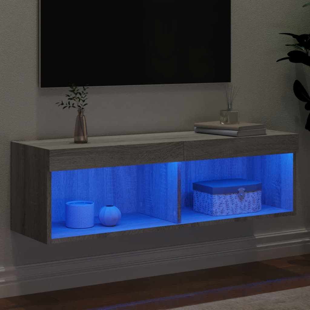 Tv-meubel met LED-verlichting 100x30x30 cm grijs sonoma eiken