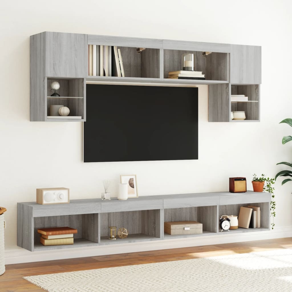 Tv-meubel met LED-verlichting 100x30x30 cm grijs sonoma eiken