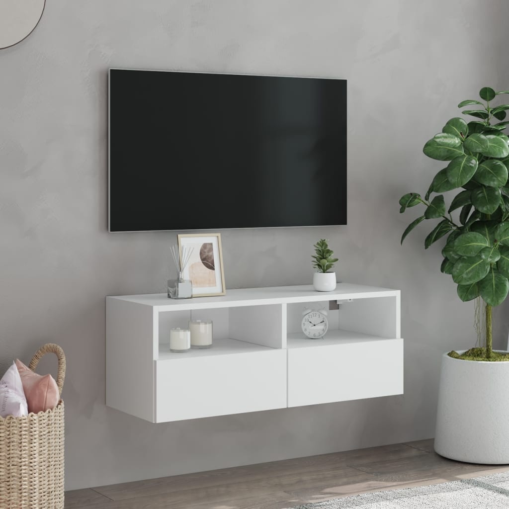 Tv-wandmeubel 80x30x30 cm bewerkt hout wit