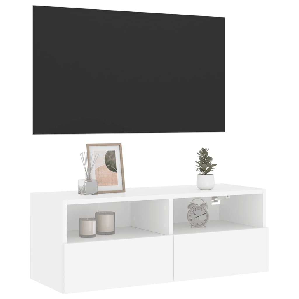 Tv-wandmeubel 80x30x30 cm bewerkt hout wit