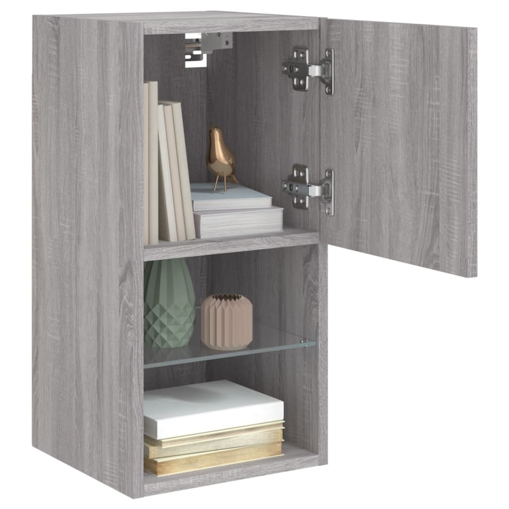 Tv-meubelen 2 st met LED-verlichting 30,5x30x60 cm grijs sonoma