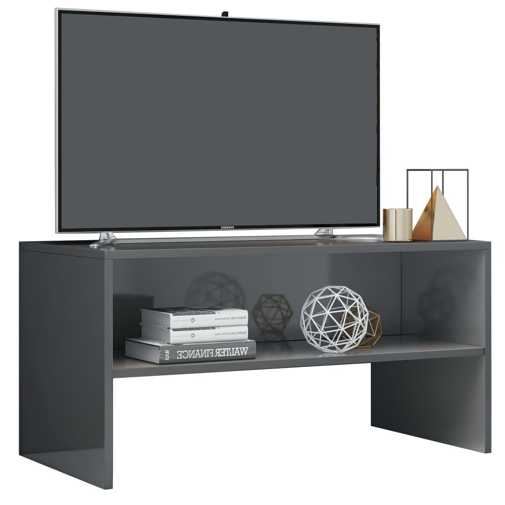 Tv-meubel 80x40x40 cm bewerkt hout hoogglans grijs