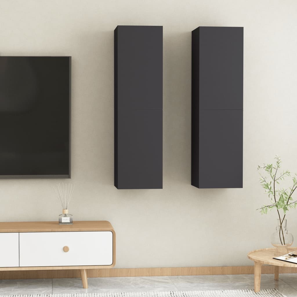 Tv-meubelen 2 st 30,5x30x110 cm spaanplaat grijs