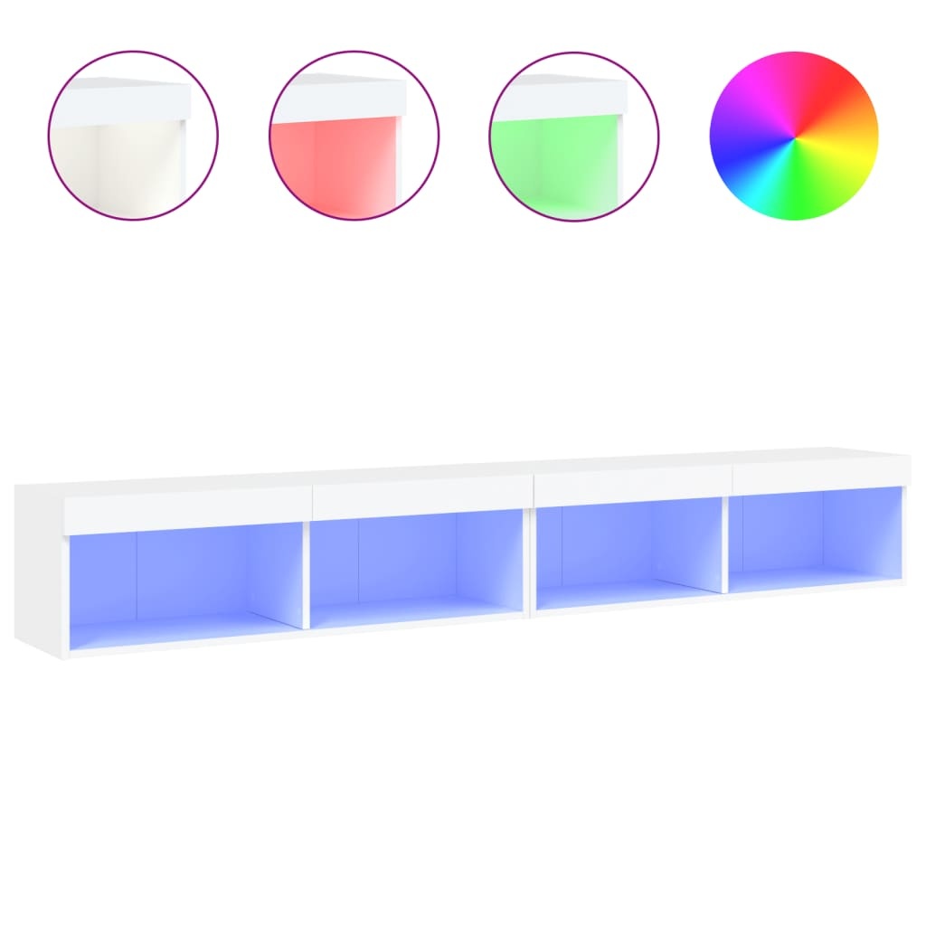 Tv-meubels met LED-verlichting 2 st 100x30x30 cm wit