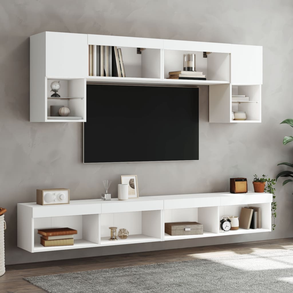 Tv-meubels met LED-verlichting 2 st 100x30x30 cm wit