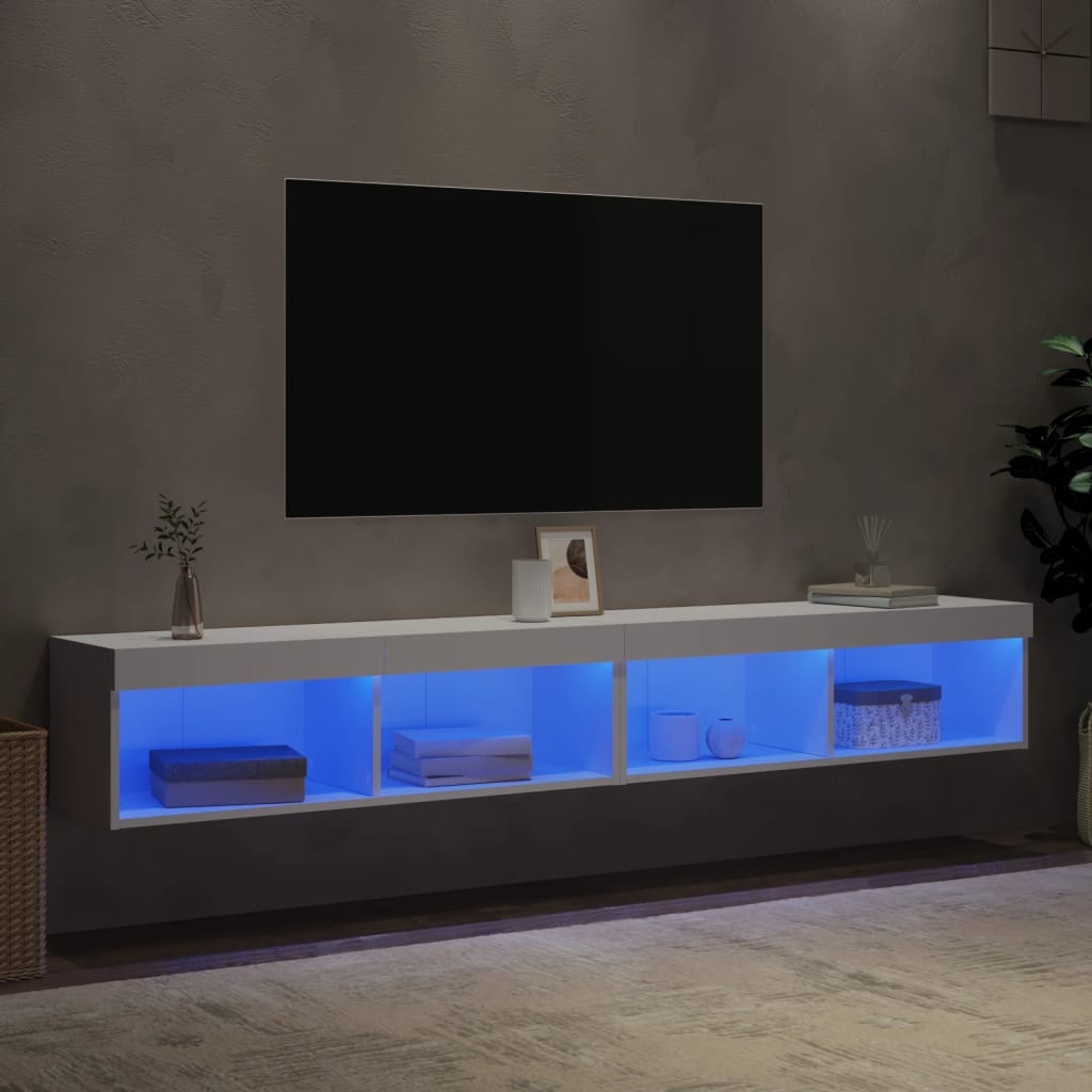 Tv-meubels met LED-verlichting 2 st 100x30x30 cm wit