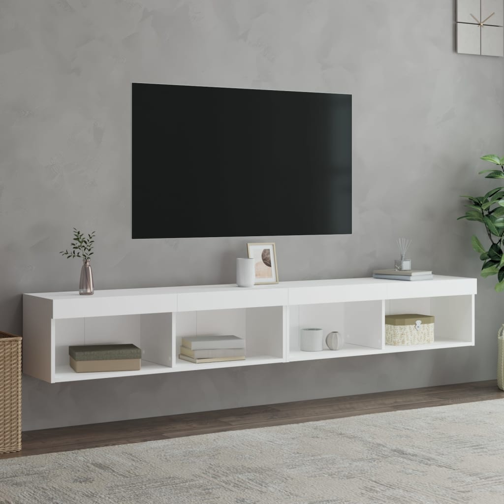 Tv-meubels met LED-verlichting 2 st 100x30x30 cm wit