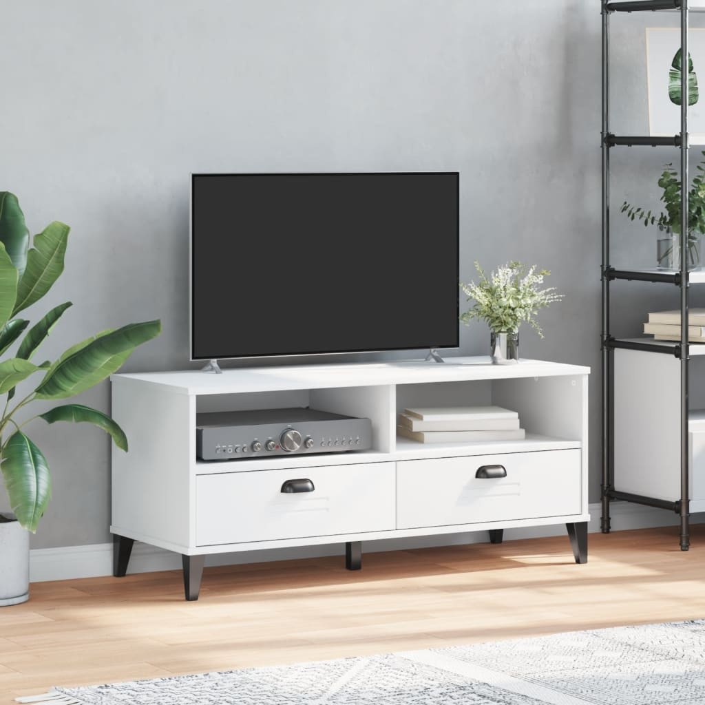 Tv-meubel VIKEN massief grenenhout wit