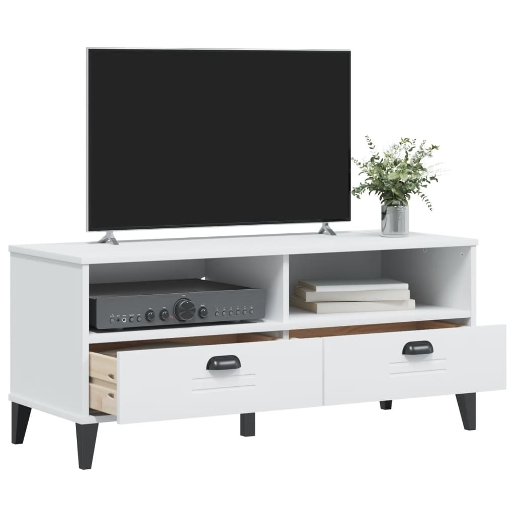 Tv-meubel VIKEN massief grenenhout wit