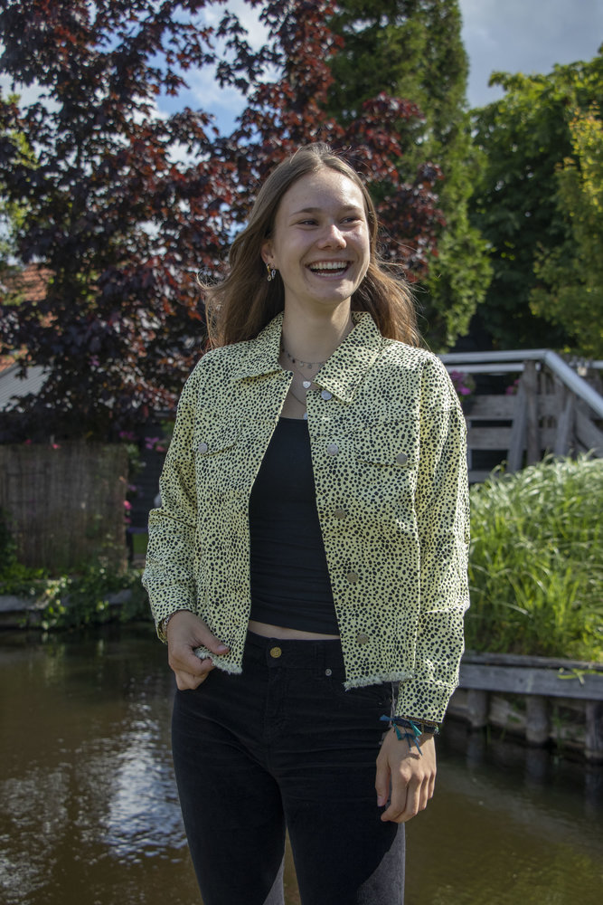 Spijkerjas Puck geel-zwart