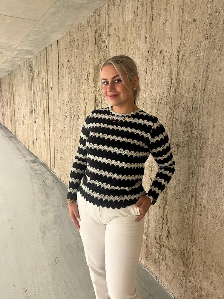 Top Merle donkerblauw-crème