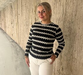 Top Merle donkerblauw-crème