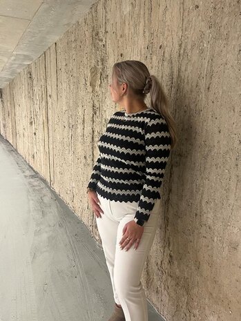 Top Merle donkerblauw-crème