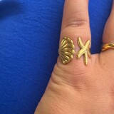 Schelp - zeester ring goud Schelp - zeester ring goud