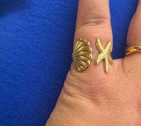 Schelp - zeester ring goud