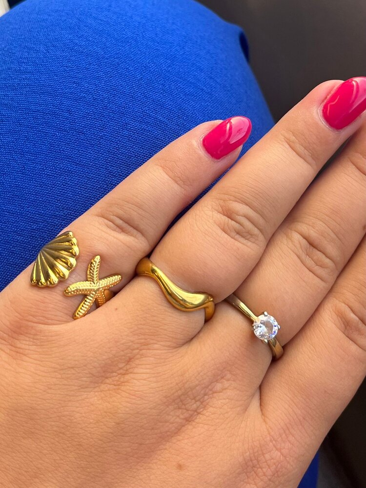 Schelp - zeester ring goud