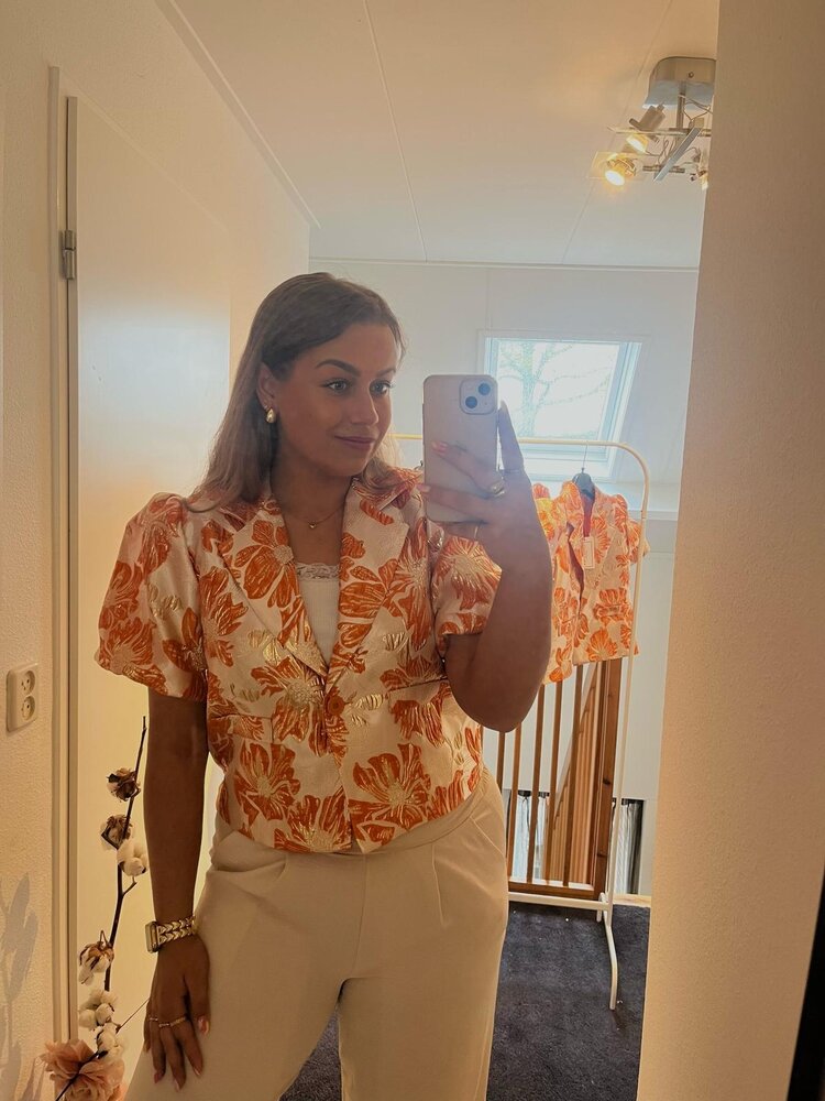 Blazer top Flower oranje