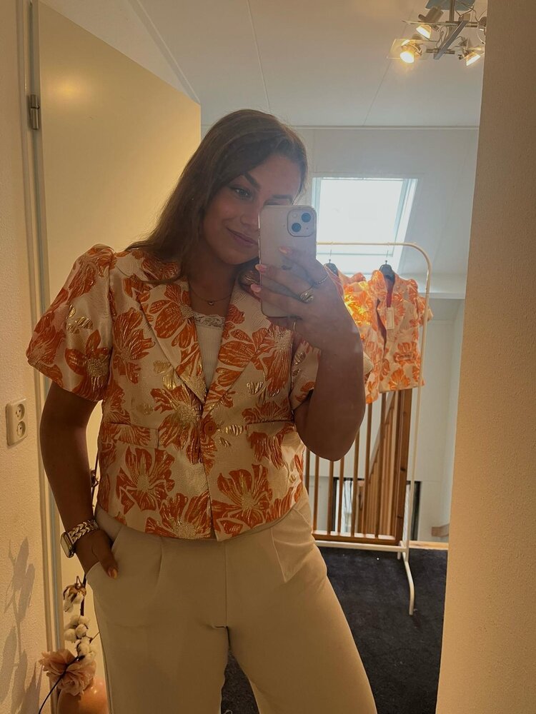 Blazer top Flower oranje
