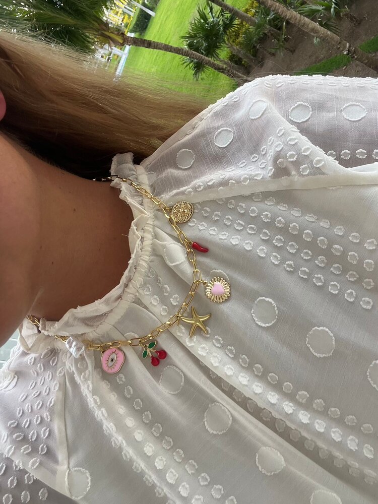 Schakelketting met bedels goud