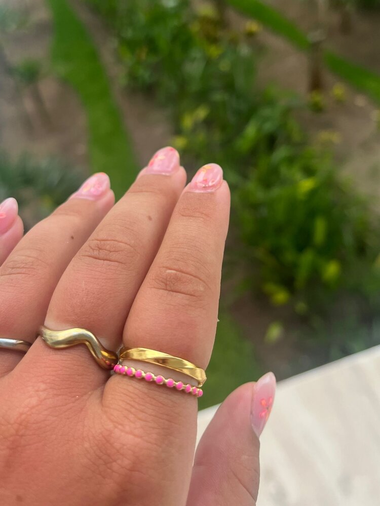 Dubbele ring goud-roze