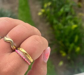Dubbele ring goud-roze