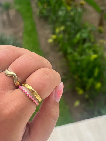 Dubbele ring goud-roze