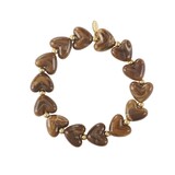 Heart armband bruin