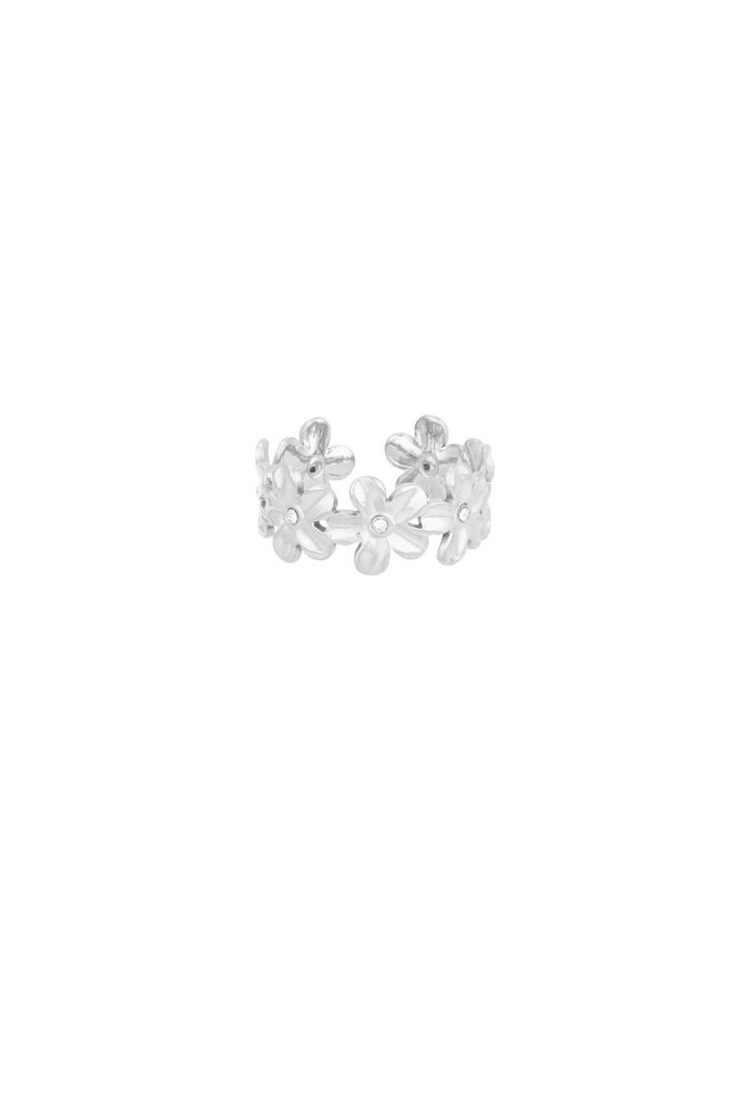 Flower diamant ring zilver