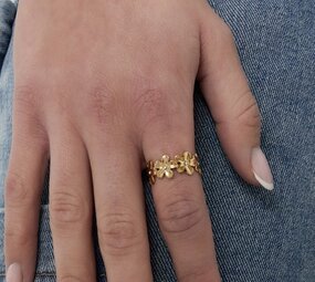 Flower diamant ring goud