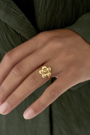 Flower ring goud