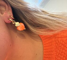 Bedel oorbel oranje-goud