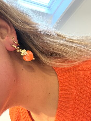 Bedel oorbel oranje-goud