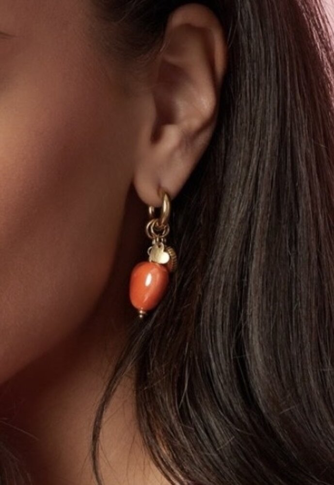 Bedel oorbel oranje-goud