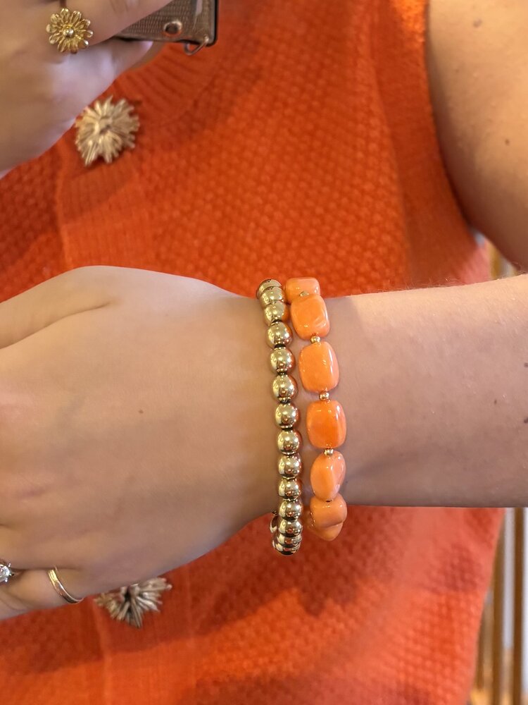 Kralen armbanden set oranje - goud