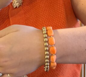 Kralen armbanden set oranje - goud