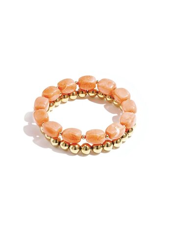 Kralen armbanden set oranje - goud