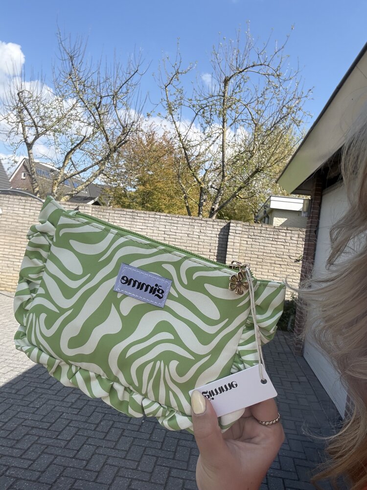 Toilettas zebra groen-beige