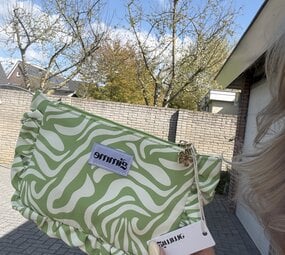 Toilettas zebra groen-beige