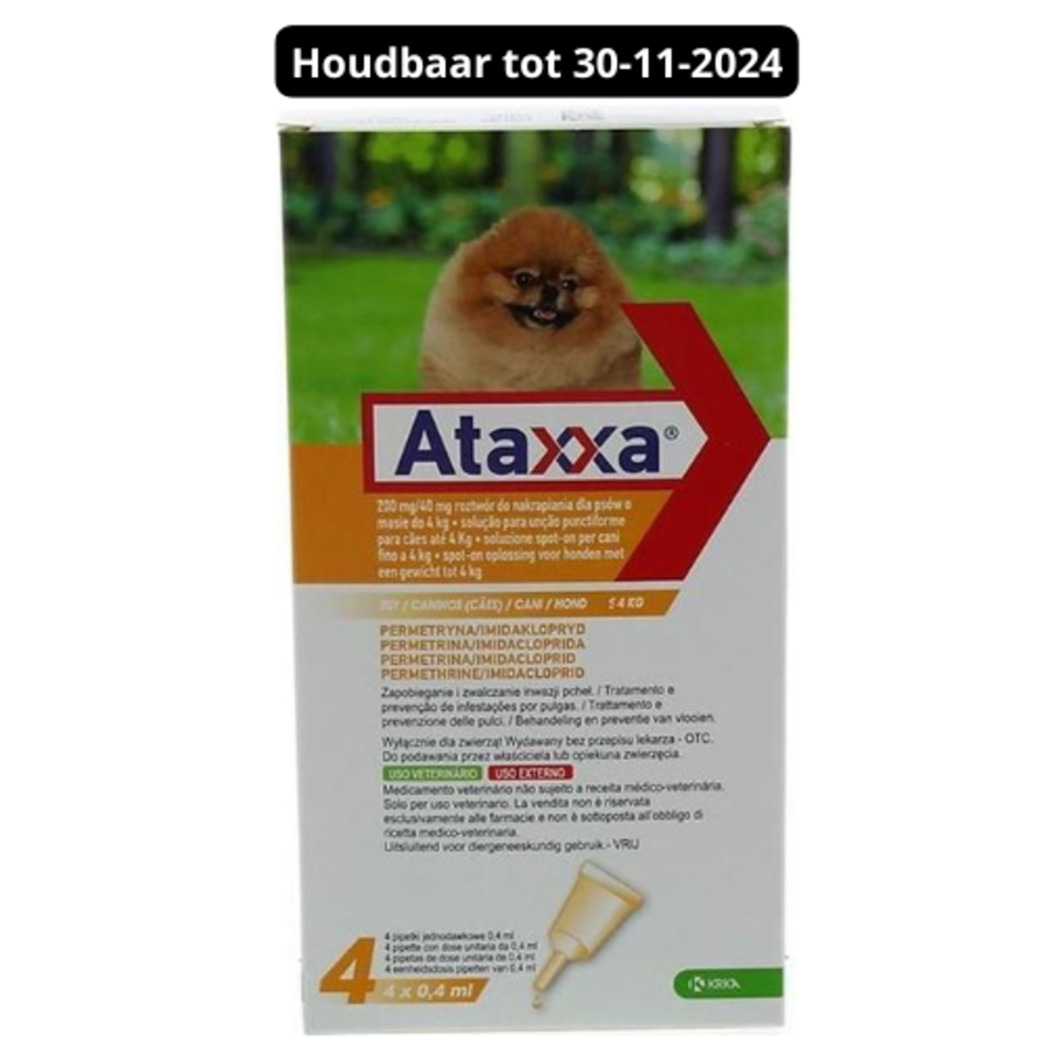 Ataxxa Hond Spot on Hond S, 4 pipet 200 mg/40 mg