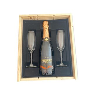 Pierre Zero Sparkling Chardonnay geschenkkist met 2 glazen