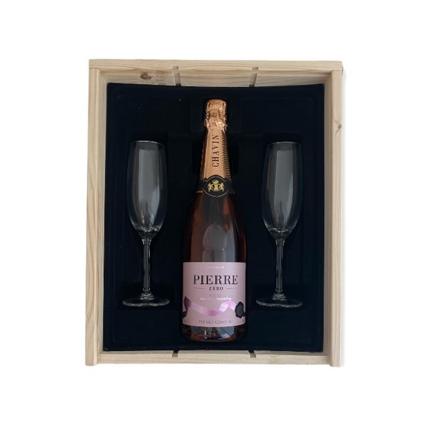 Pierre Zero Sparkling rosé Geschenkkist + 2 glazen