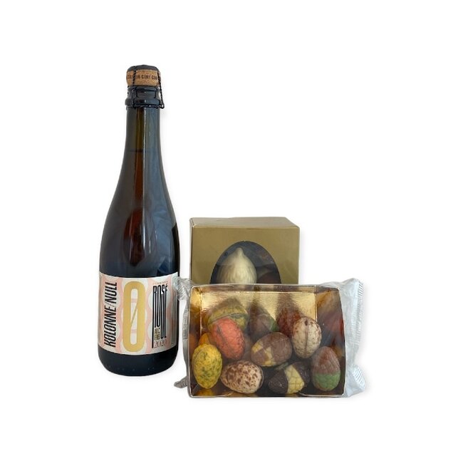 Kolonne Null Alcoholvrij Paaspakket Sparkling Rosé 37,5CL met Luxe Paaschocolade en Bonbons