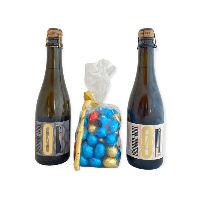 Kolonne Null Alcoholvrij Paaspakket Sparkling White & Rosé 37,5CL met Paaseitjes