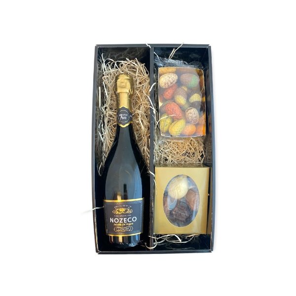 Nozeco Alcoholvrij Paaspakket Sparkling White 75CL met Luxe Paaschocolade en Bonbons