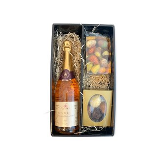 OddBird Alcoholvrij Paaspakket Sparkling Rosé 75CL met Luxe Paaschocolade en Bonbons