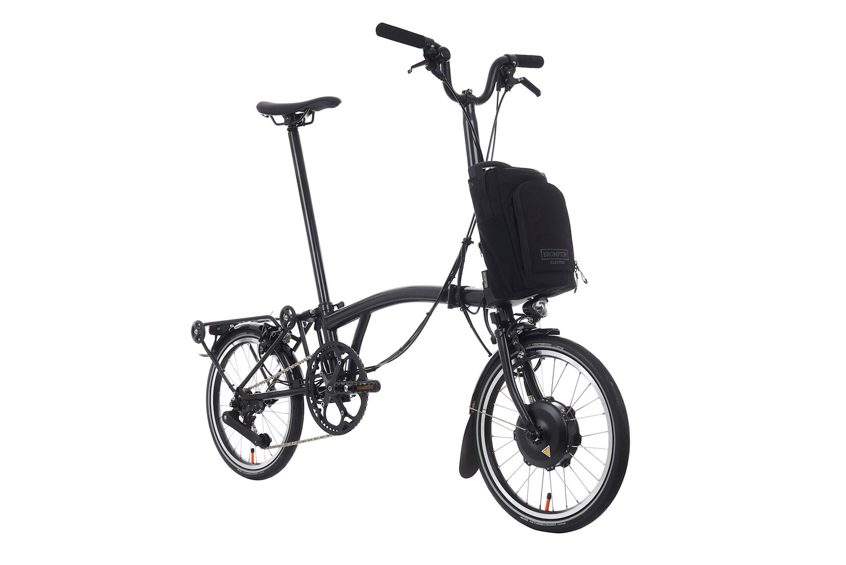 Brompton Brompton Electric P-Line 4 speed - Mid - Midnight Black Metallic with Roller Rack